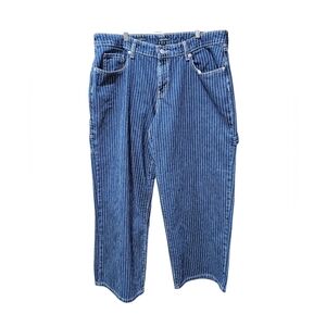 Wild Fable Low Rise Baggy Jeans 16/31 Blue Pinstripe Rigid Denim Carpenter Style